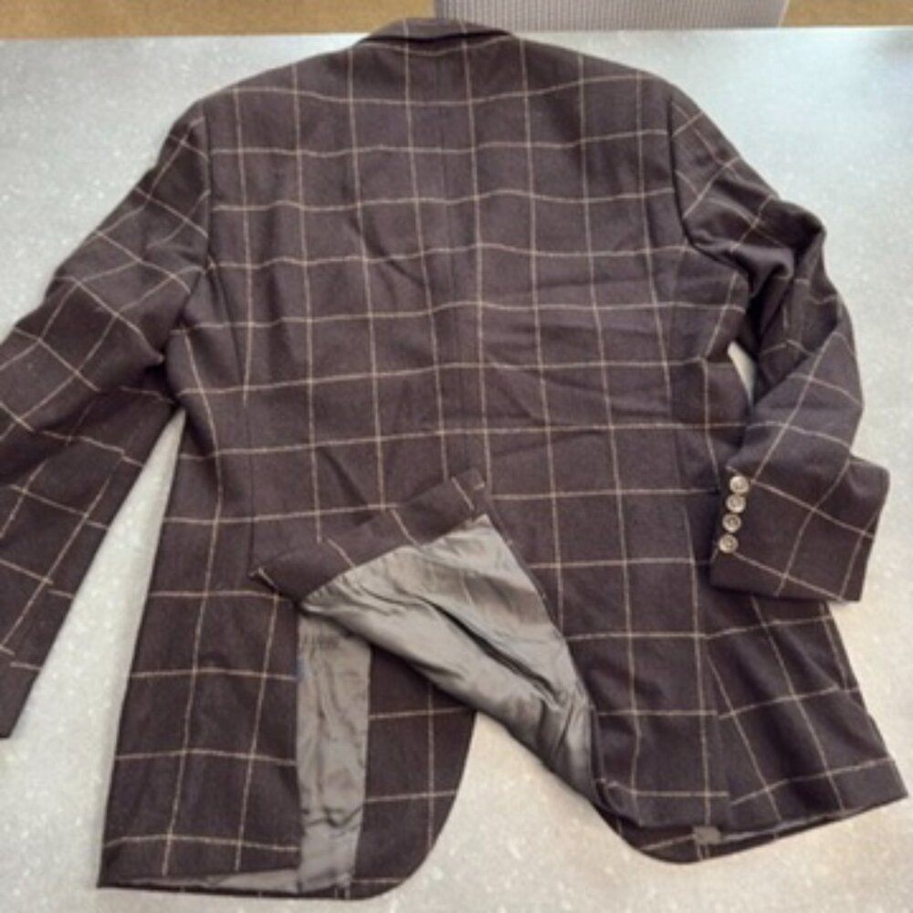 Polo by Ralph Lauren 100% Cashmere Brown Windowpane Blazer – Size 42R - Picture 13 of 16